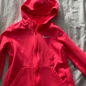 Neon pink Nike zip up sweatshirt